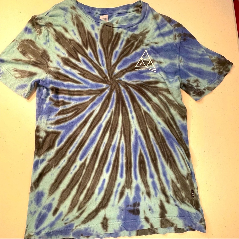 HUF Tie Dye Mens Small Size 2 Sided Graphic T-Shirt Top
